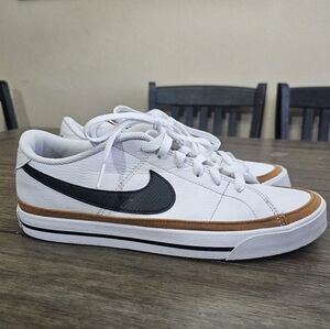 Nike White Sneakers with Black and Tan Accents